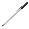 BIC Round Stic ECOlutions Ballpoint Pens - Box of 60 - Black - Medium Writing Point (1.0 mm) Large Office Size, white and black pen with green accents and clip for everyday writing.