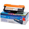Brother TN-325C Toner Cartridge, Cyan, Single Pack, High Yield, Includes 1 x Toner Cartridge, Brother Genuine Supplies, displayed on top of its packaging box.