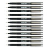 Artline 200 Fineliner Pen Water-based Ink 0.4mm Tip 0.4mm Line Black Ref A2001 [Pack of 12], image showing a set of 12 black fineliner pens aligned horizontally.