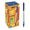 BIC Ecolutions Clic Stic (Recycled) Blue, a pack of 50 blue retractable ballpoint pens with eco-friendly recycled plastic design and packaging.
