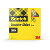 Scotch Double-Sided Tape, 1 Roll, 19 mm x 33 m - Clear Double Sided Sticky Tape, Strong, Long-Lasting, and Photo-Safe, with bright yellow packaging featuring black and red accents and a small image of layered photo paper