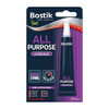 Bostik 20ml All Purpose Glue - Clear (Pack of 6), product packaging showing a tube of clear adhesive glue suitable for ceramics, metal, fabric, paper, plastics, and wood.