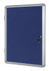 Bi-Office Display Case Enclore, Blue Felt, Aluminium, 180 x 120 cm, front view of the storage display with lock and frame.