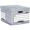 BANKERS BOX 10 Large System Storage Box with Lids, Grey, showing the cardboard storage boxes with handles and lids for office storage, archiving, and organization. BANKERS BOX 10 Large System Storage Box with Lids, Grey, showing the cardboard storage boxes with handles and lids for office storage, archiving, and organization.