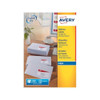 Avery Printable, Customisable Labels, mailing, Post, Parcel Labels for Inkjet Printers, 24 Labels per A4 White Sheet, 2400 Labels, Quickdry J8159-100, image of the product packaging showing sheet of labels and label design on screen.
