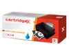 Cartridgex Cyan Toner Cartridge Compatible With Oki C823n C823nw, packaging with a black toner cartridge and printed photo samples.