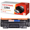 Cartridgex Black Toner Cartridge Compatible With Chip For HP 139A W1390A LaserJet 3002dn 3002dw MFP 3102fdn MFP 3102fdw MFP front view of the toner cartridge showing the orange and black plastic body with a sticker, and the packaging box featuring an image of a printer and printed documents.