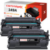 Cartridgex 2-Pack Compatible Toner Cartridge with Chip for HP 149A, image of two black toner cartridges and their packaging box showing the cartridges and box design for high page yield.