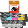 Compatible 12 Pack Ink Cartridge Set Replacement For Brother LC-521 CMYK 2 Sets Plus 4 Extra Black