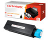 Cartridgex Compatible Black Toner Cartridge Replacement For OKI 45807116 High Capacity, image of a toner cartridge in front of its packaging box.