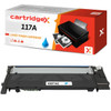 Cartridgex Compatible Cyan Toner Cartridge Replacement For HP 117A W2071A, image of a black toner cartridge designed for HP printers with a plain label reading H2071AC.