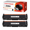 Cartridgex Compatible 2 Pack Black Toner Cartridge Replacement For HP 216A W2410A, image of two black toner cartridges and their packaging box.