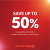 Cartridgex Compatible Black Toner Cartridge Replacement for HP 219A W2190A, advertisement image showing a discount up to 50% on compatible ink and toner with same performance at a lower price.
