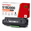 Cartridgex Compatible Lexmark 51B2000 Black Toner Cartridge Replacement, black toner cartridge with label and packaging box in background.