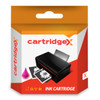 Cartridgex Compatible Canon Cli-521m Magenta Ink Cartridge, black printer ink cartridge for Canon printers with colorful ink drops and printed photos on packaging. Cartridgex Compatible Canon Cli-521m Magenta Ink Cartridge, black printer ink cartridge for Canon printers with colorful ink drops and printed photos on packaging.