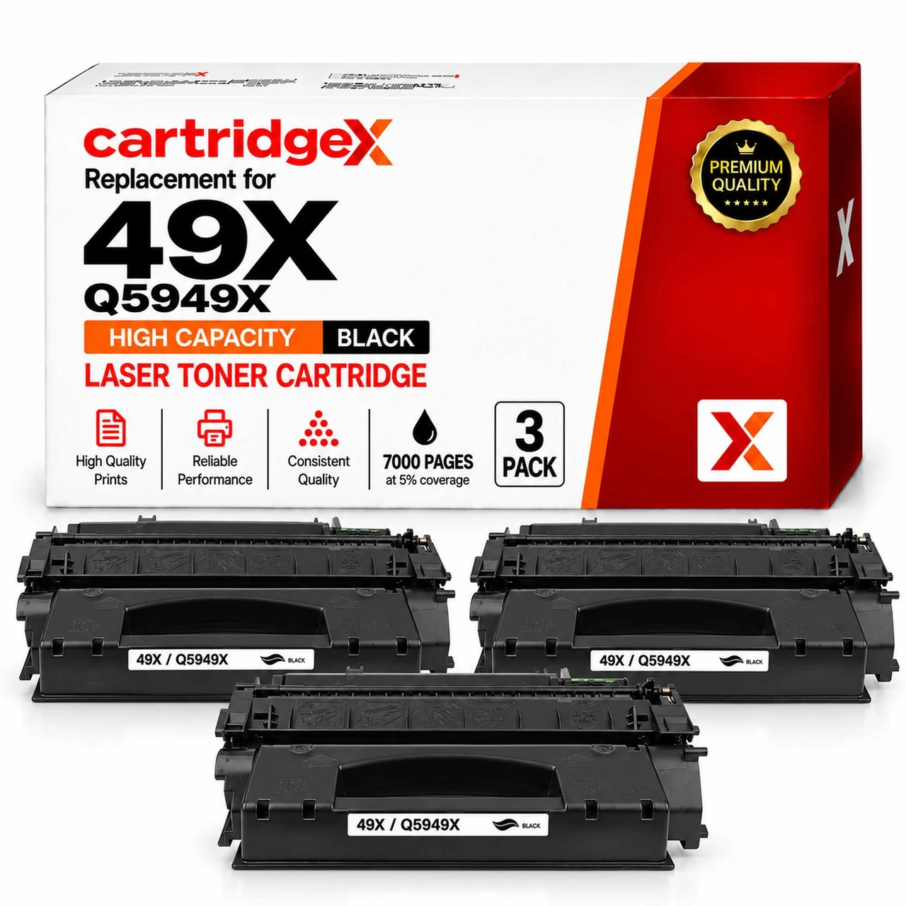 HP 49X Q5949X Compatible Black Toner 3 Pack 21000 Pages for LaserJet 1320 3390 3392