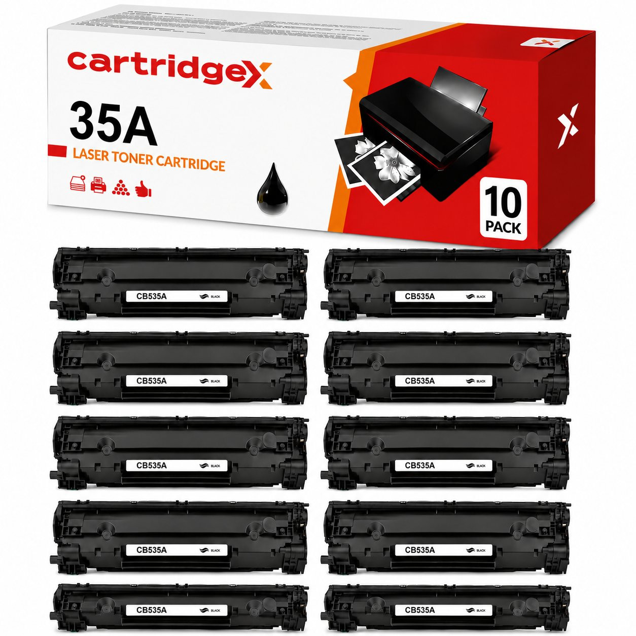 Compatible 10 Pack Black CB435A Toner Cartridge 10 x 2000 Pages