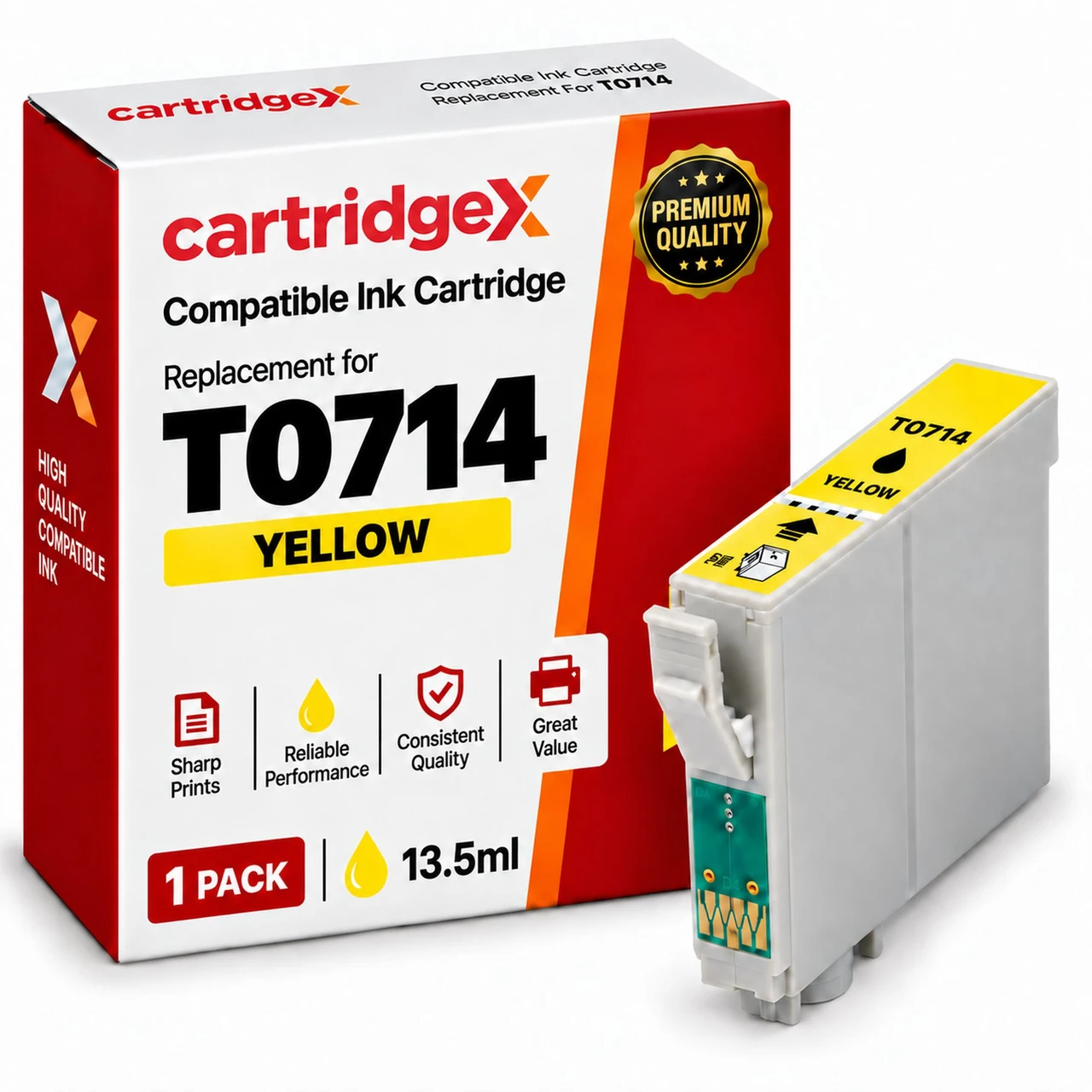 Compatible Epson T0714 Yellow Ink Cartridge for Stylus and Stylus Office Printers