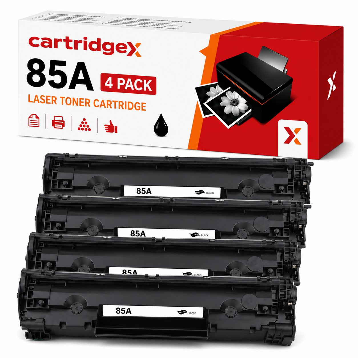 Compatible 4 Pack Black Toner Cartridges For HP 85A CE285A 4 x 1600 Pages