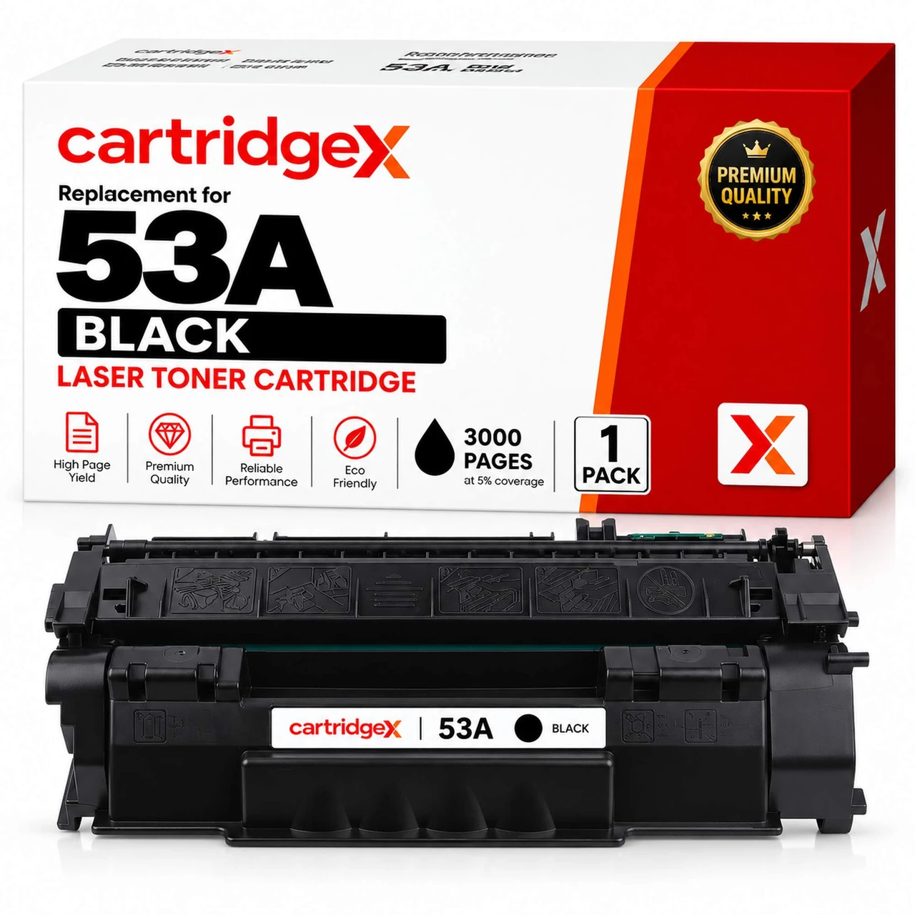 Compatible HP 53A Q7553A Black Toner Cartridge 3000 Pages