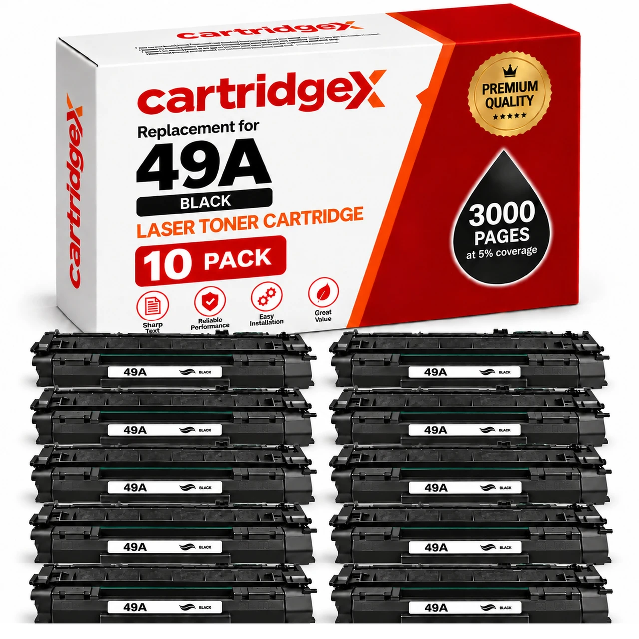 HP 49A Q5949A Compatible Black Toner Cartridge 10 Pack for LaserJet 1160 and 1320 Printers