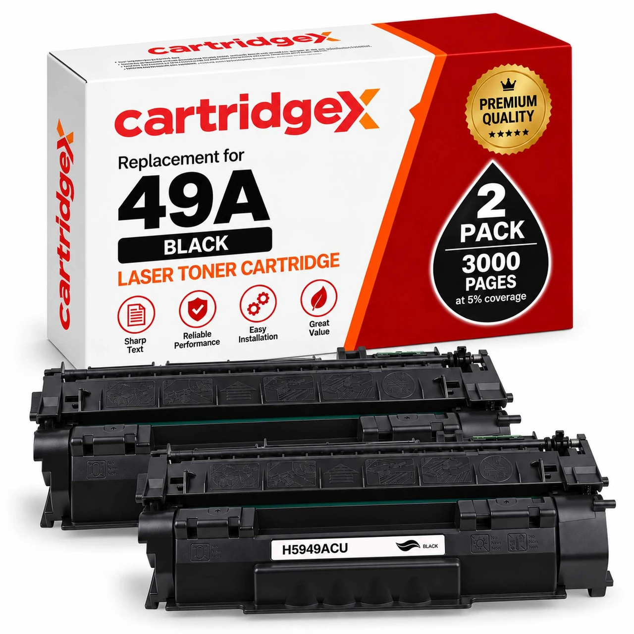 Compatible 2 Pack HP 49A Q5949A Black Toner Cartridges 2 x 3000 Pages