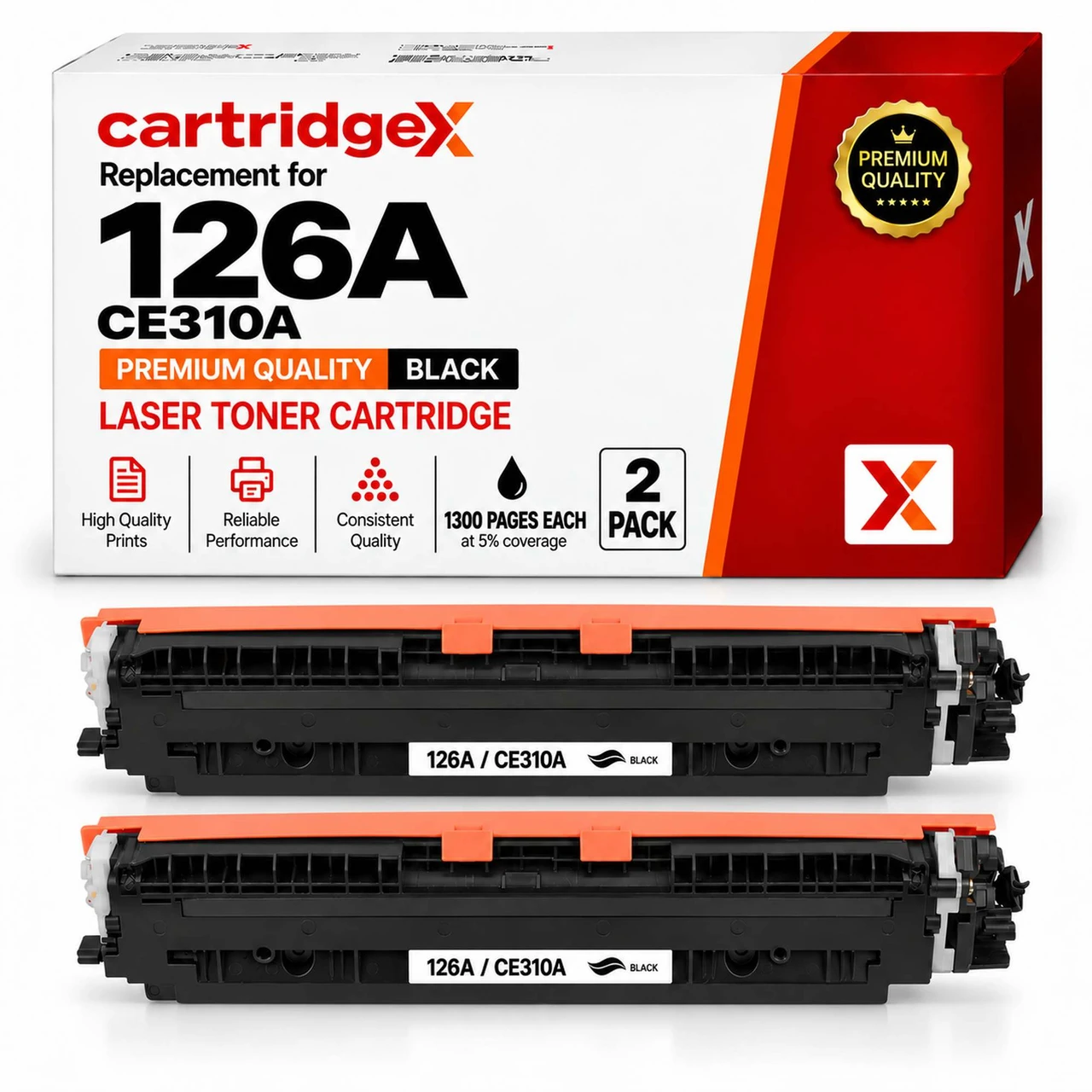 HP 126A CE310A Compatible Black Toner Twin Pack 2600 Pages for Colour LaserJet CP1025 M175 M275