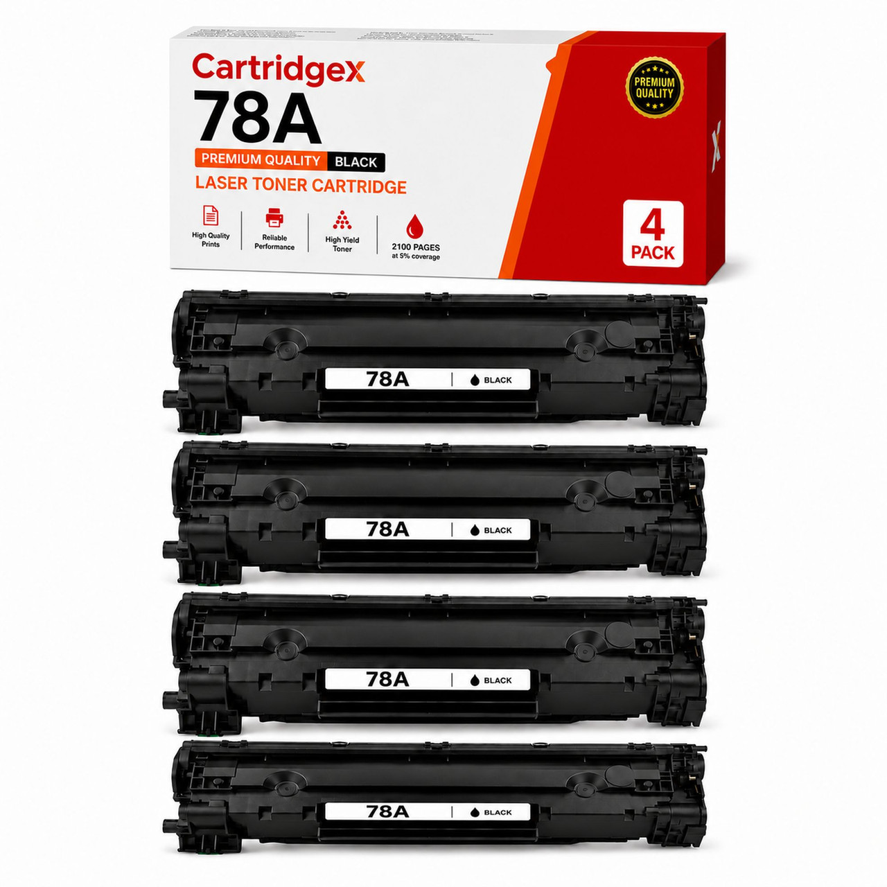 Compatible HP 78A CE278A Black Toner Cartridge 4 Pack for HP LaserJet Pro Printers