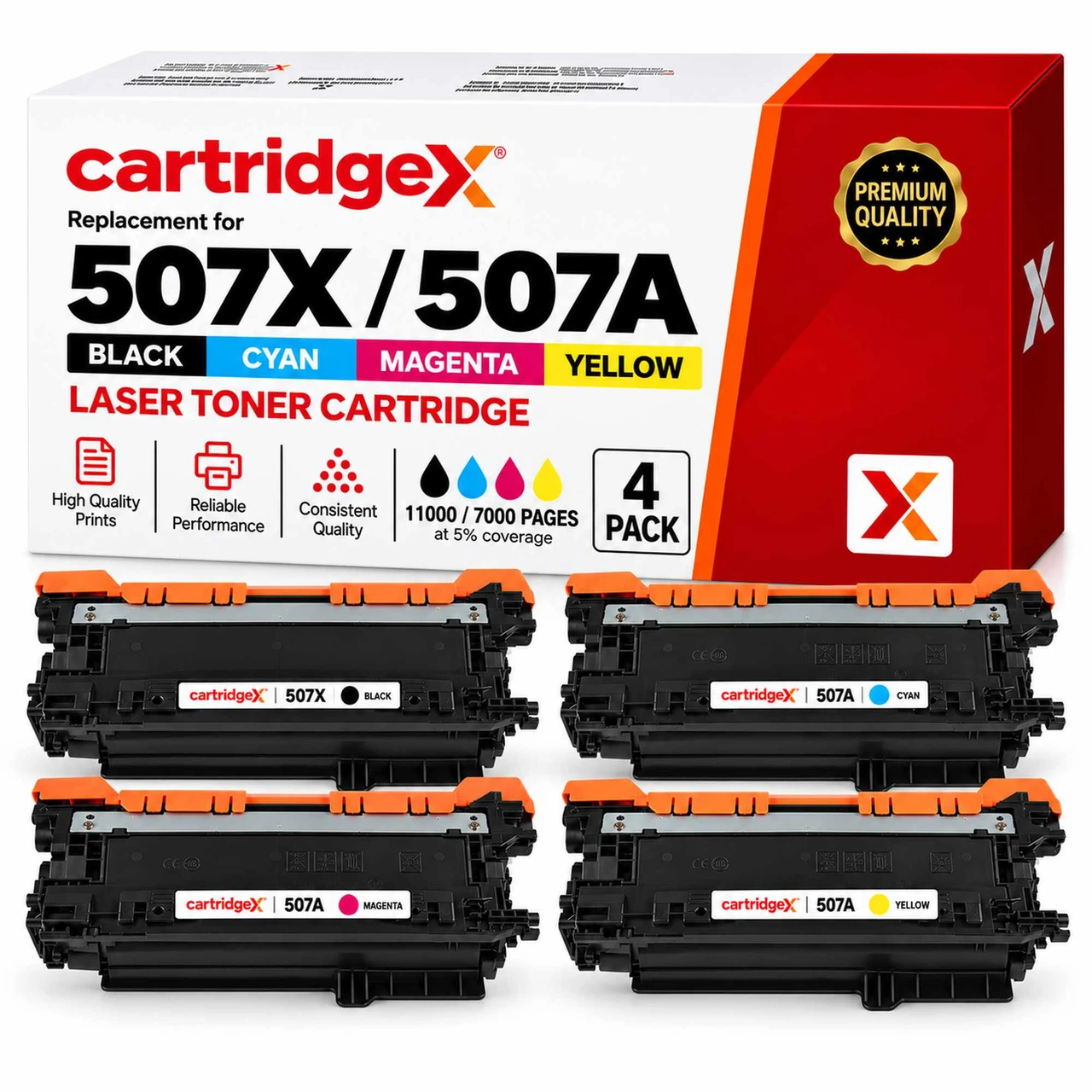 HP 507X 507A Compatible CMYK Toner Multipack for LaserJet M551 M575 M570