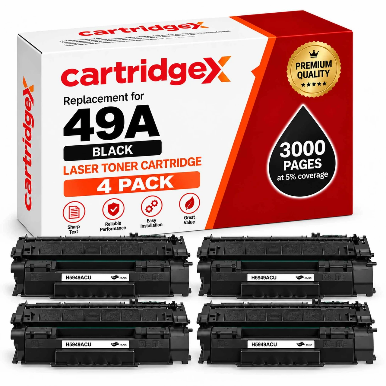 HP 49A Q5949A Compatible Black Toner Cartridge 4 Pack for LaserJet 1160 and 1320 Printers