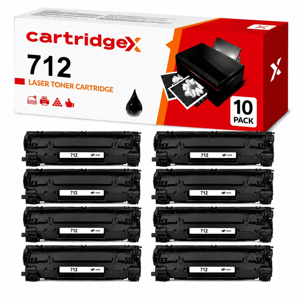 Compatible 10 Pack Black Toner Cartridge Canon 712 1870B002AA 10 x 2000 Pages