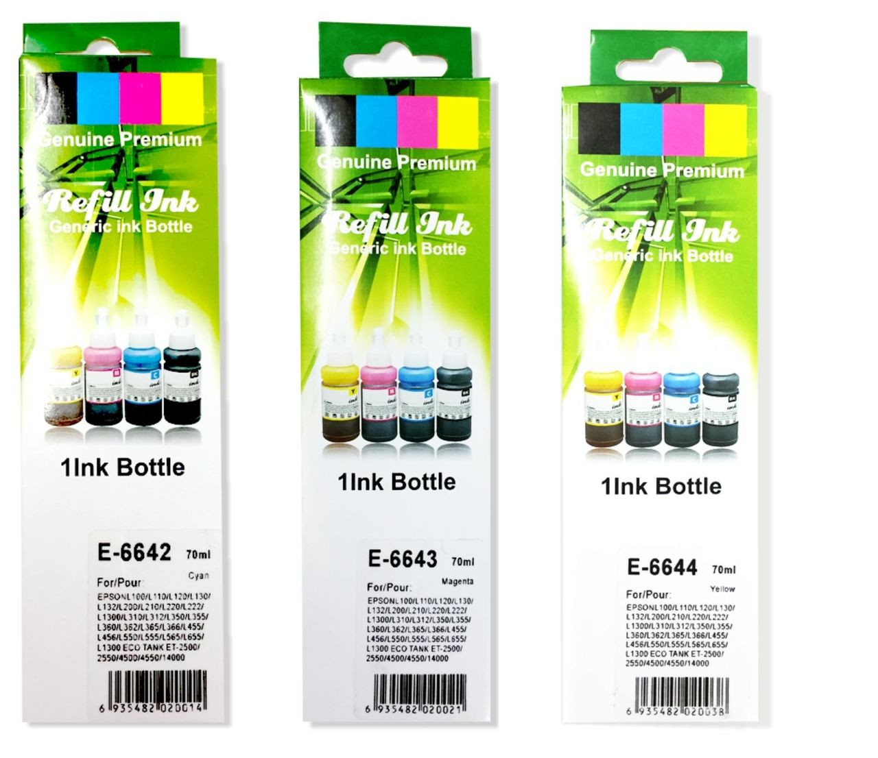 Compatible Set Of 3 Colour Refill Ink Bottles 3x70ml For Epson Et2500 Et2550 Et4500 Et4550