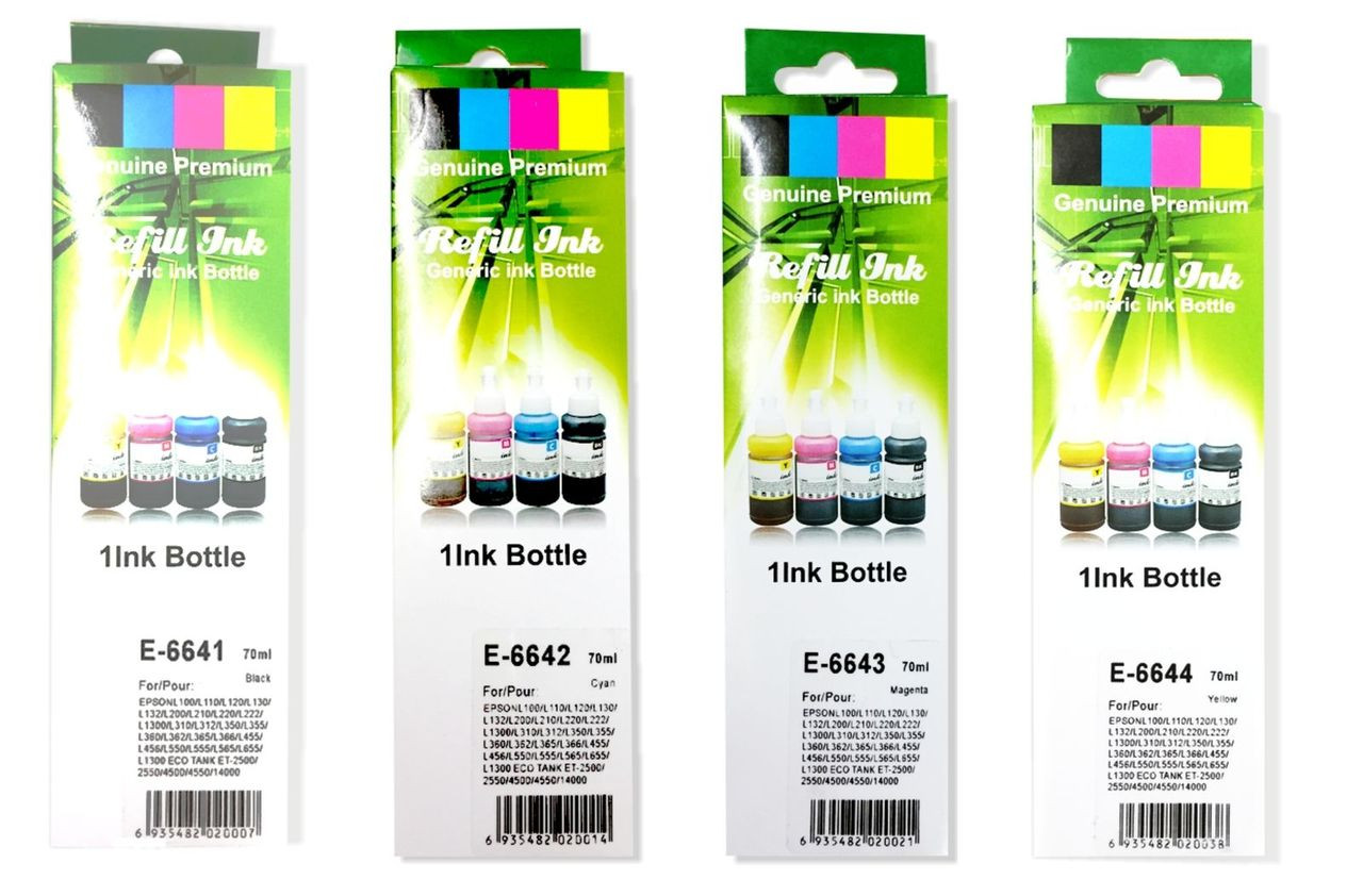 Compatible Full Set Of 4 Refill Ink Bottles 4x70ml For Epson L1300 L310 L312 L350 L355 L360