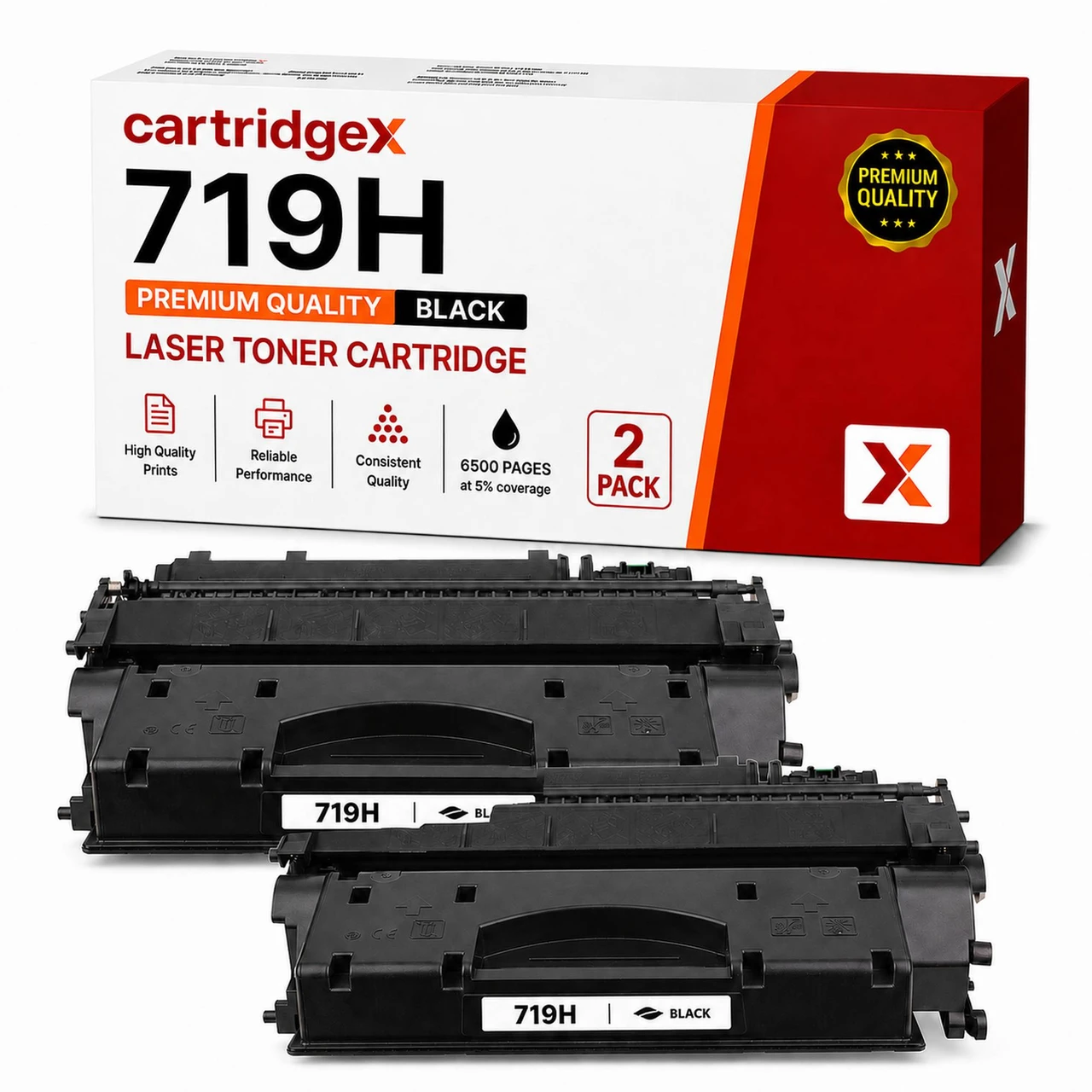 Compatible 2 Pack High Capacity Canon 719H 3480B002AA Black Toner Cartridges 2 x 6500 Pages