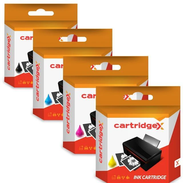 Cartridgex Compatible 4 Ink Cartridge Set, image showing four packages of ink cartridges for Epson WorkForce Pro WF-6590DTWFC and WF-6090DW printers.