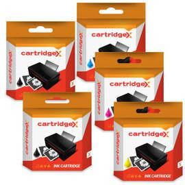 Cartridgex Compatible 5 Ink Cartridge Set, image showing five ink cartridges in orange and white packaging designed for Epson WorkForce Pro WP-4095 DN6 and WP-4015DN printers.