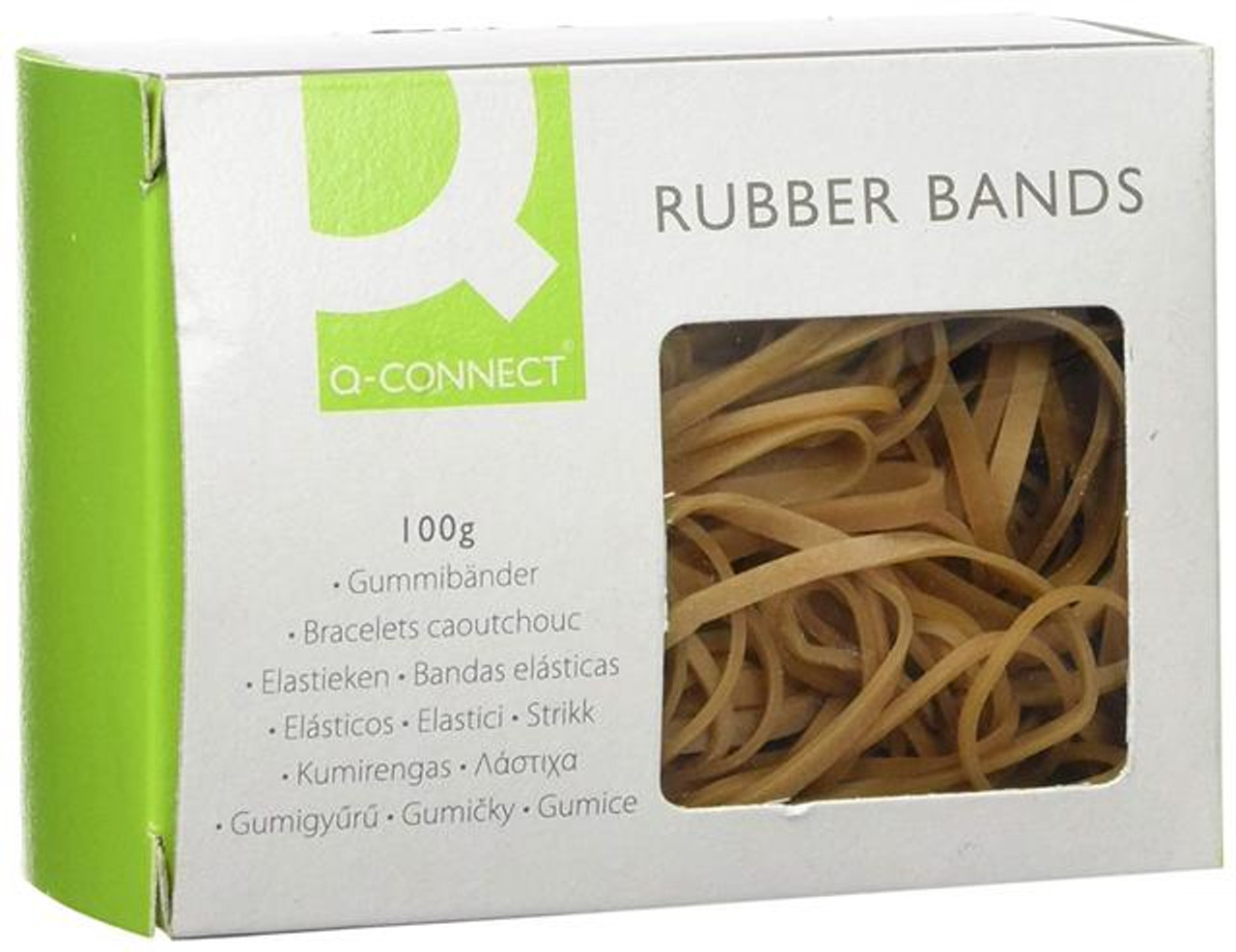 Q Connect Assorted Rubber Bands 100 g High Latex Content KF10673