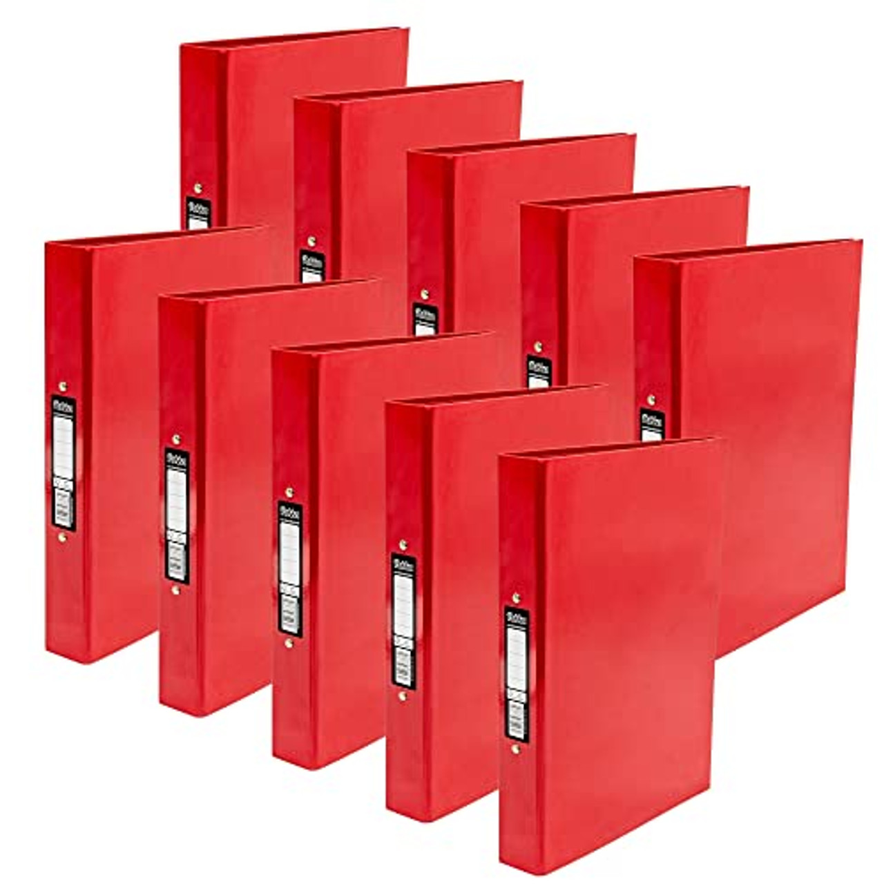 Pukka Pad, Brights A4 Ringbinder Files with 2 O-Ring Mechanism  10 Pack  40mm Spine with Customisable Label for Large Amounts of Documents  32 x 26.3mm, Red