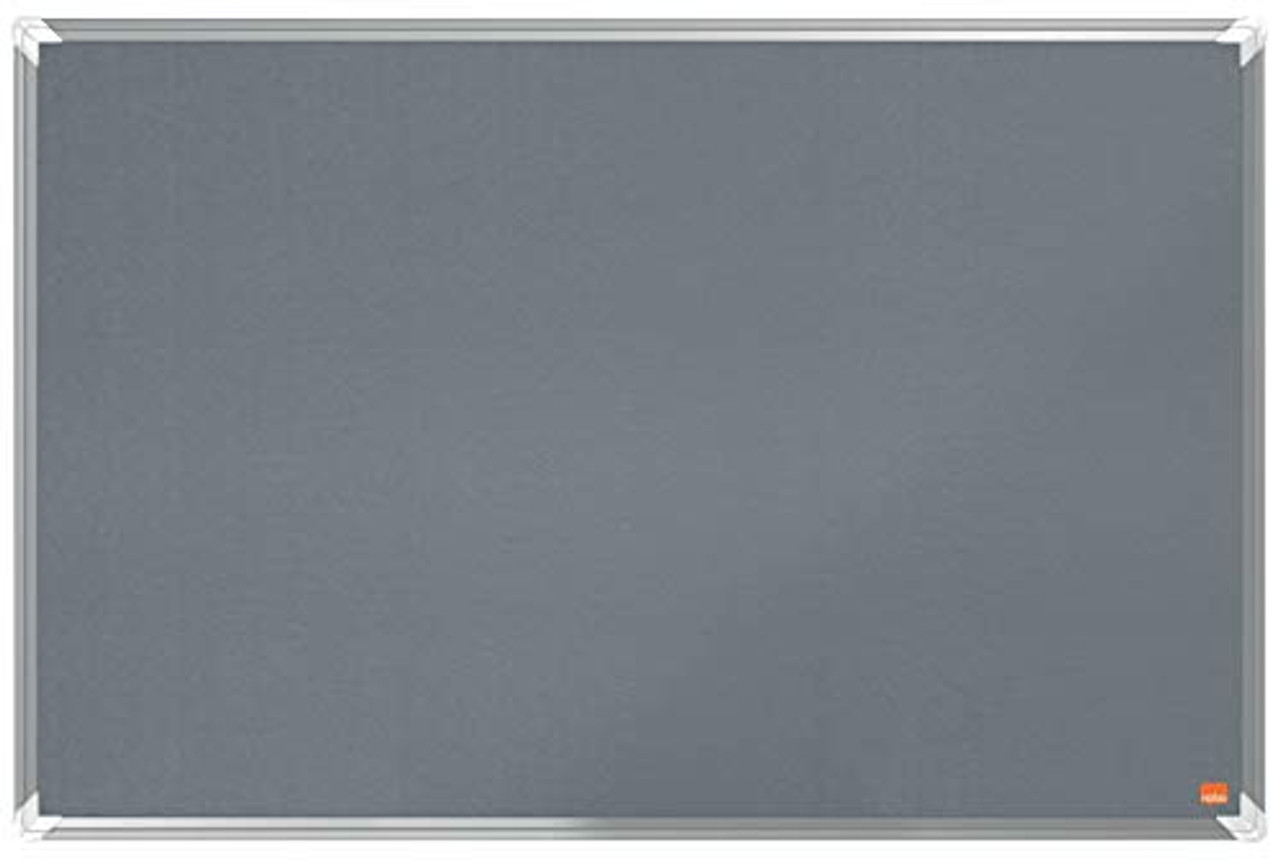 Nobo Felt Notice Board, 900 x 600 mm, Aluminium Trim, Corner Wall Mounting, Premium Plus, Grey, 1915195