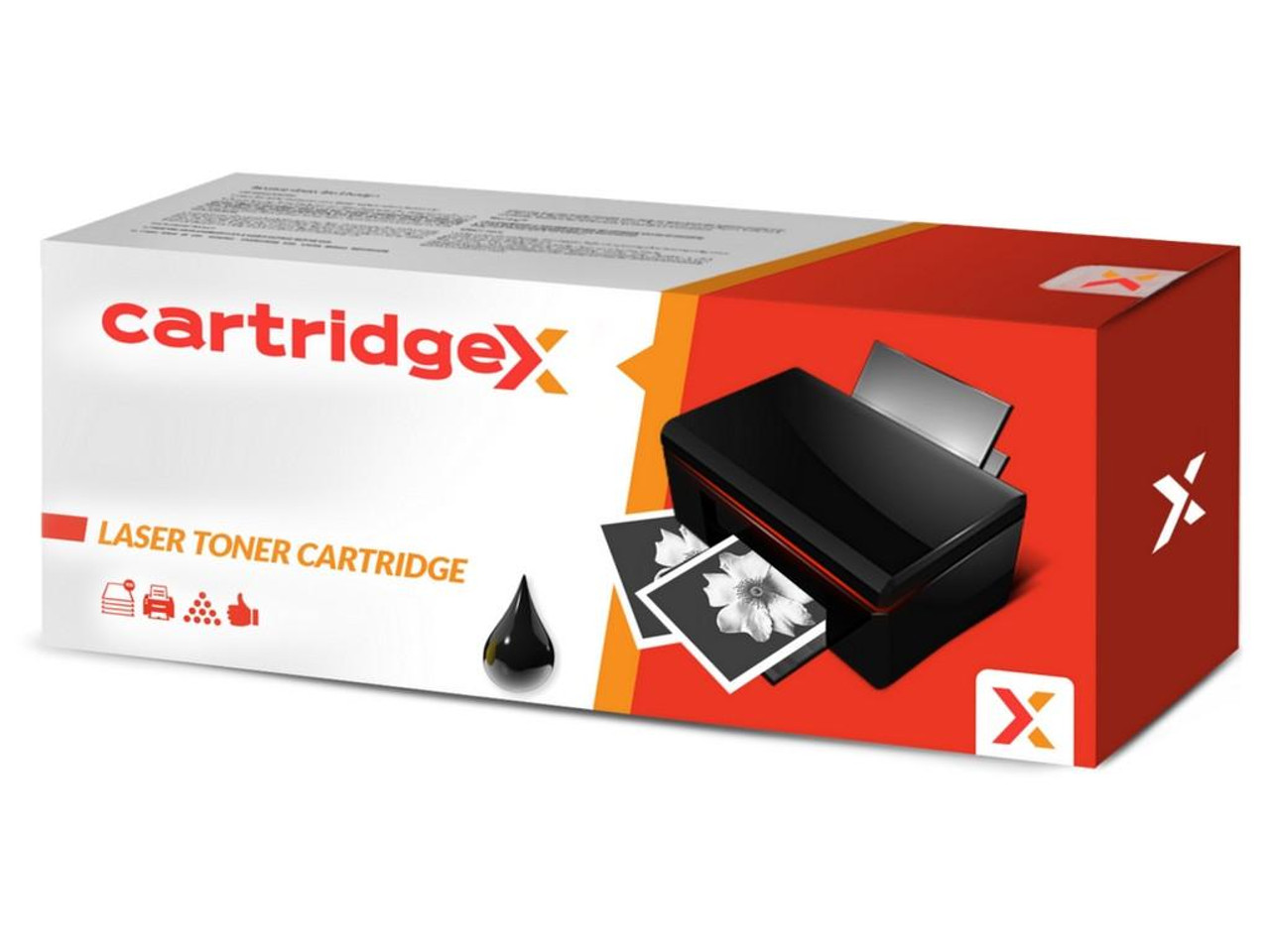 Cartridgex Compatible Hp 11a Black Toner Cartridge, image of the toner cartridge box with printer and printed photos.