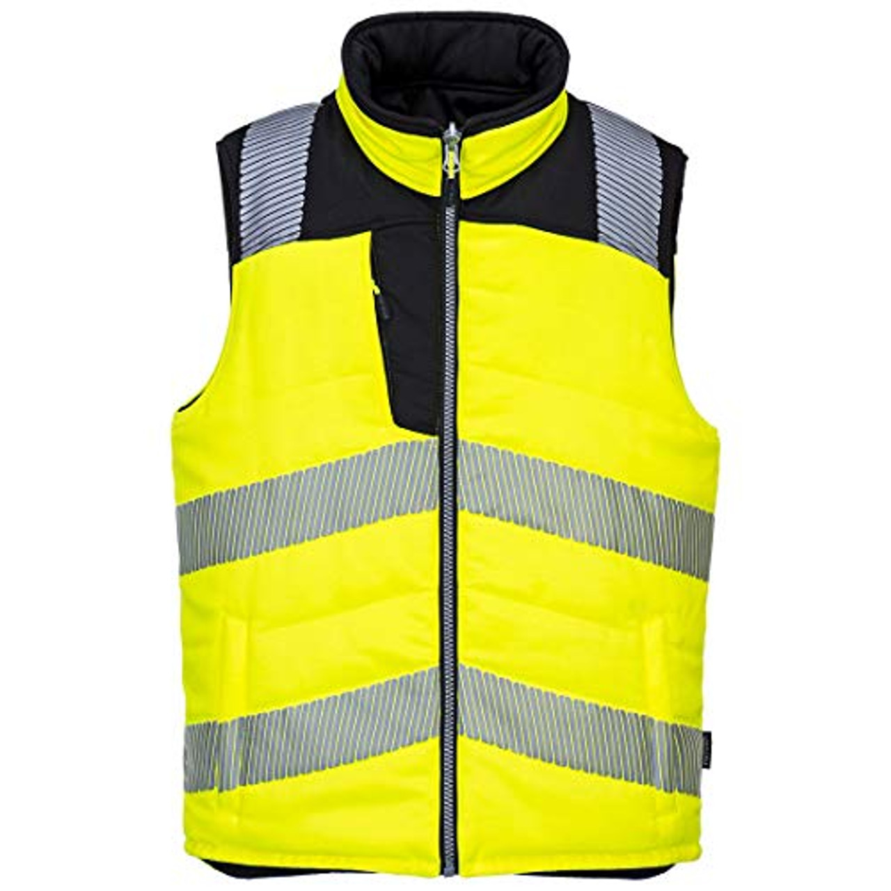 Portwest PW3 Hi-Vis Reversible Bodywarmer, PW374YBRL, Colour: Yellow/Black, Size: L