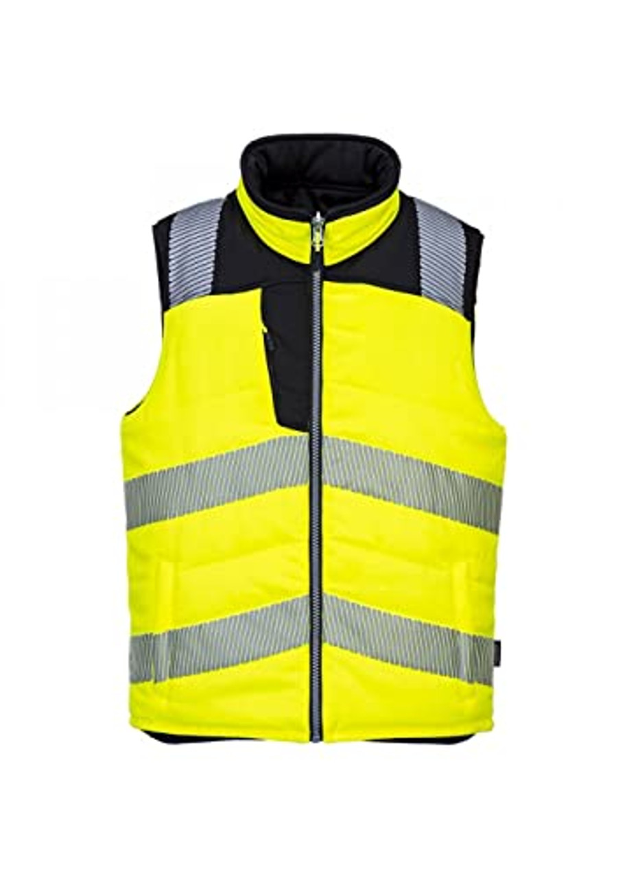 Portwest PW3 Hi-Vis Reversible Bodywarmer, Size: XL, Colour: Yellow/Black, PW374YBRXL