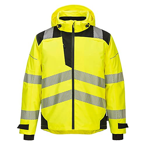Portwest PW360 Men's Premium Hi Vis Reflective Waterproof Safety Jacket Yellow/Black, X-Large