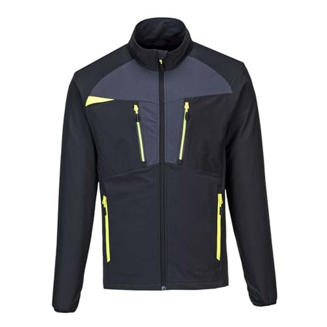 Portwest DX480 Mens Full Zip Soft Shell Jacket - Lightweight Mid Layer Work Jacket Black, XX-Large