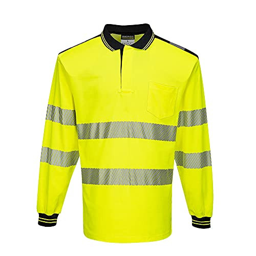 Portwest PW3 Hi-Vis Polo Shirt L/S, Size: XXXL, Colour: Yellow/Black, T184YBRXXXL