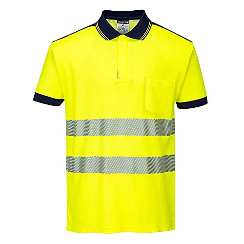 Portwest PW3 Hi-Vis Polo Shirt S/S, Size: XXL, Colour: Yellow/Navy, T180YNRXXL