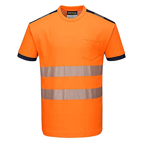 Portwest PW3 Hi-Vis T-Shirt S/S, Size: M, Colour: Orange/Navy, T181ONRM