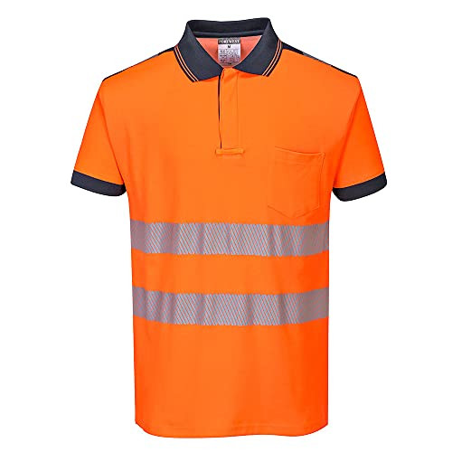 Portwest PW3 Hi-Vis Polo Shirt S/S, Size: XXXL, Colour: Orange/Navy, T180ONRXXXL