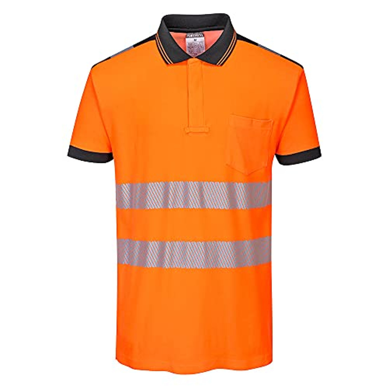 Portwest PW3 Hi-Vis Polo Shirt S/S, Size: XXXL, Colour: Orange/Black, T180OBRXXXL