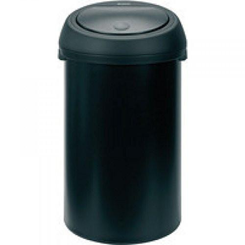 Black Touch Top Waste Bin 60 Litre, a sleek black trash can with a touch-top lid for easy waste disposal.